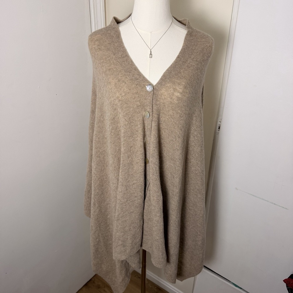 SAOL Women's Wool Blend Poncho Irish Cape Shawl Beige Size S/M